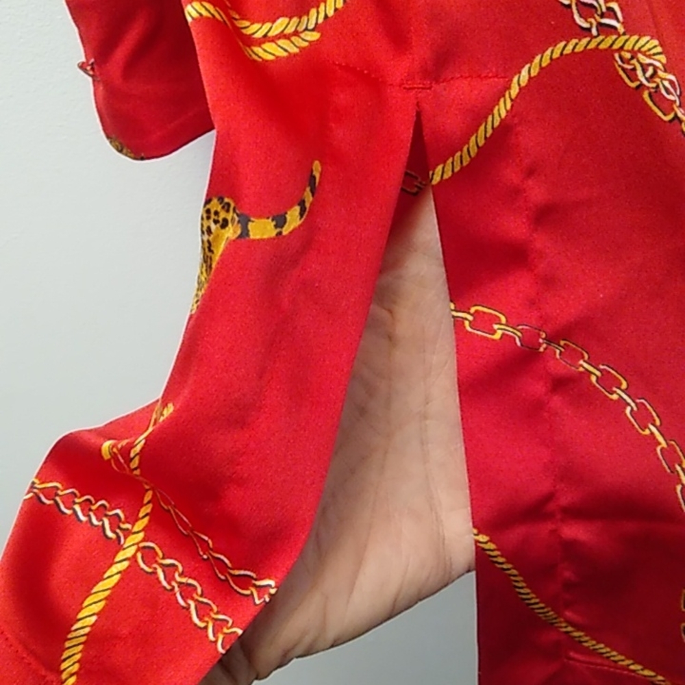 Chico's Cheetah & Chains L/S Tunic, Red, Size 0, NWT - Picture 5 of 7